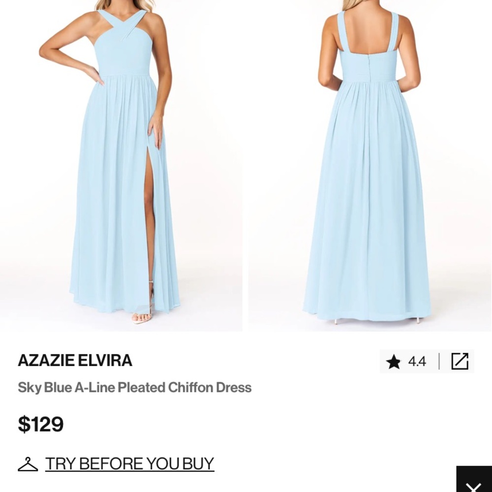 Azazie Sky Blue A-Line High cross neck Bridesmaids dress - Picture 6 of 6